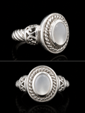 S7.5 | 925 Sterling Silver Oval White Quartz Statement Ring