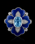 S8 | 925 Sterling Silver Natural Blue Sapphire Floral Statement Ring
