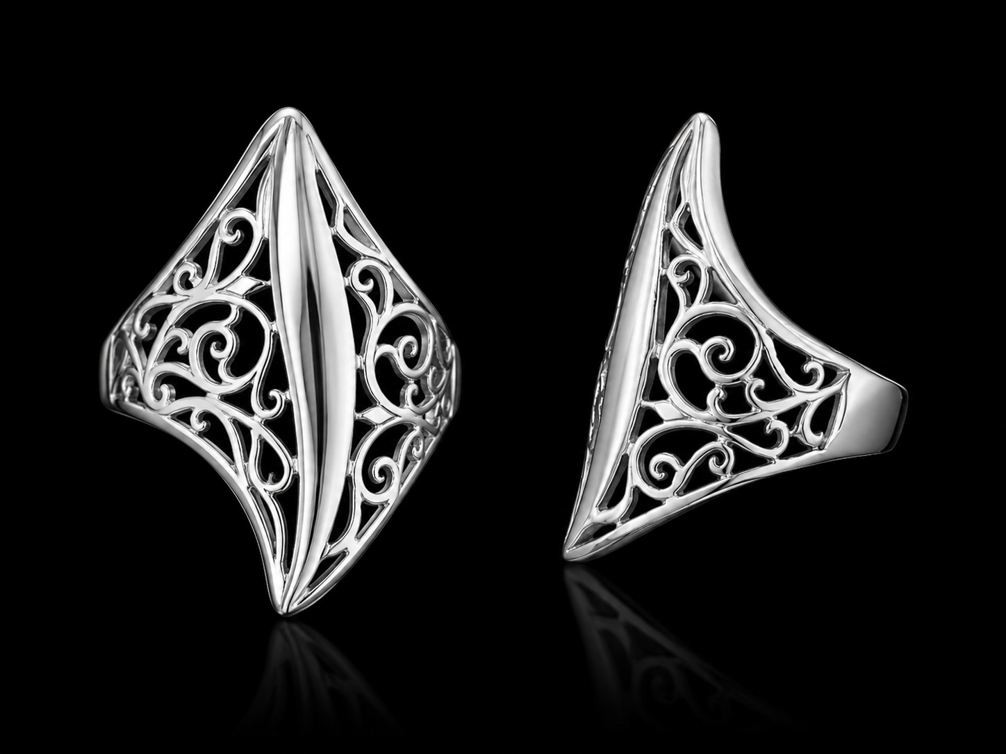 S6.5 | 925 Sterling Silver Openwork Filigree Statement Ring
