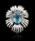 925 Sterling Silver Blue Sapphire Floral Statement Pendant