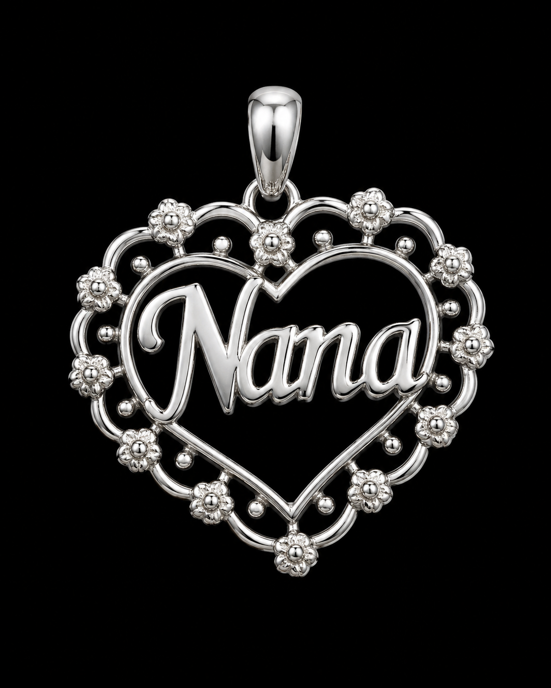 925 Sterling Silver "Nana" Heart Pendant