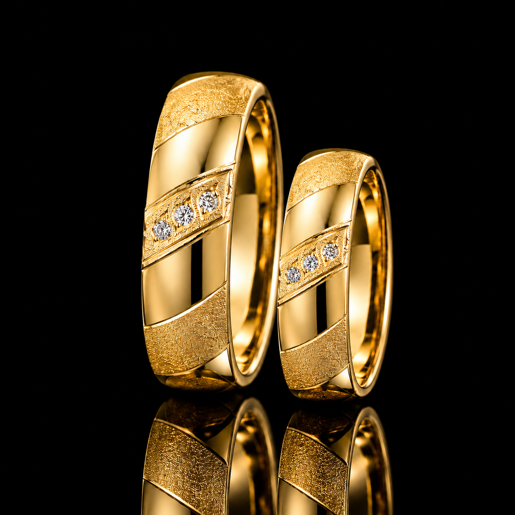 18K Colombian Gold Zirconia Wedding Band
