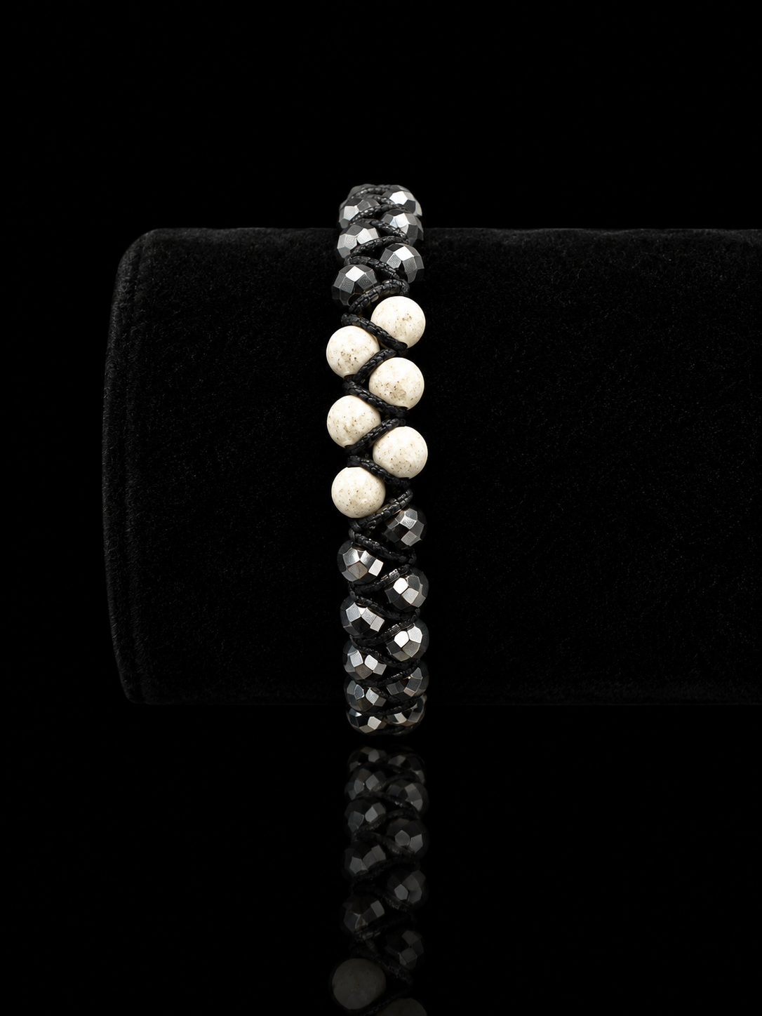 Onyx & 925 Sterling Silver Macramé Bracelet