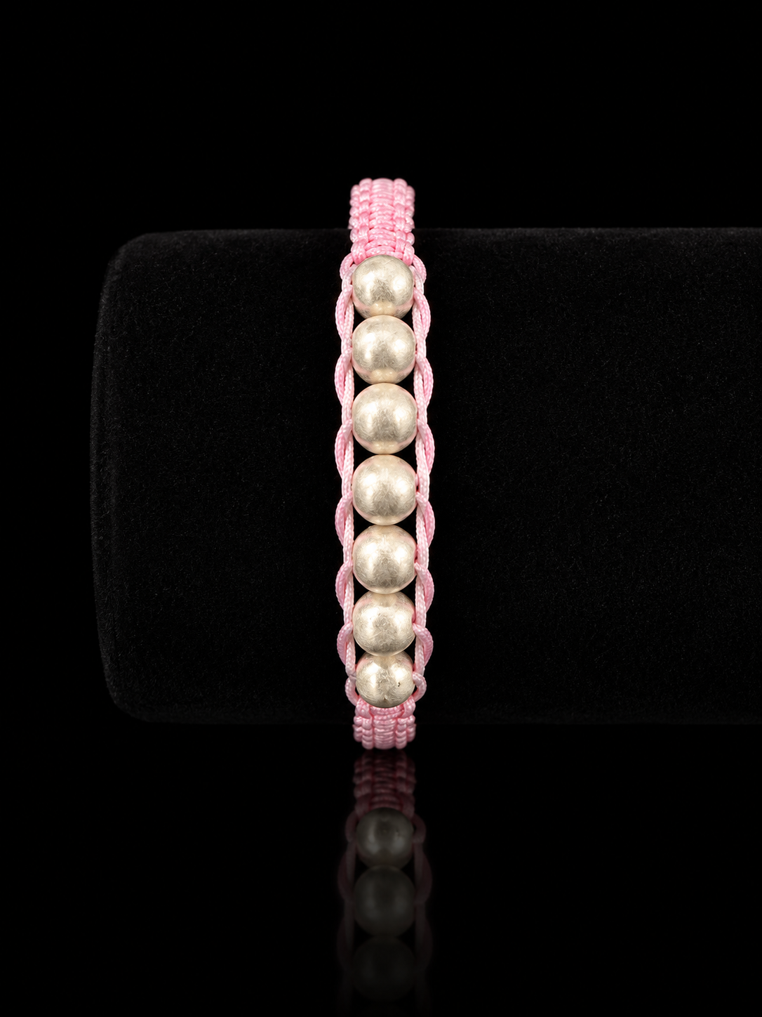 925 Sterling Silver Bead Macramé Bracelet – Pink Edition