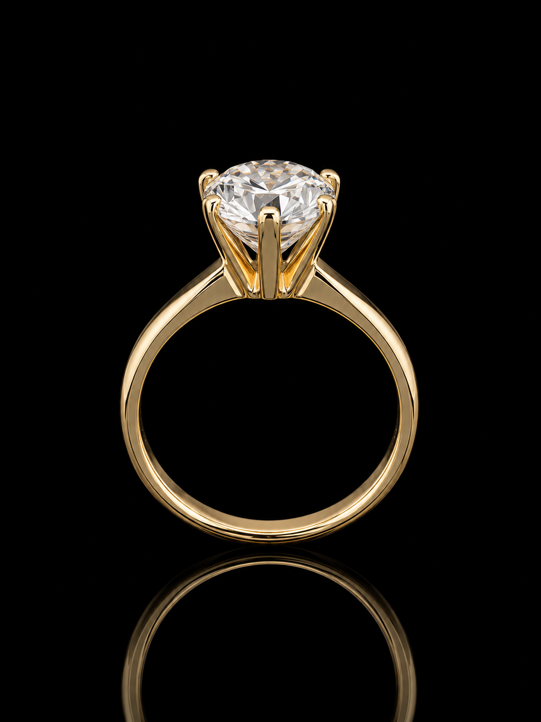 10K Gold VVSD Moissanite Solitaire Ring | Round Cut | Size 6
