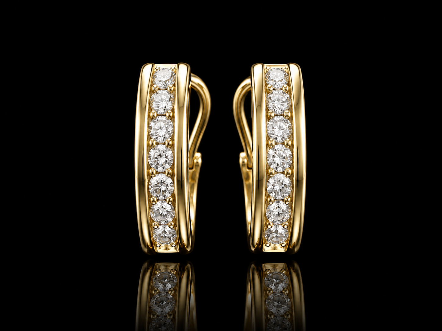 14K Gold Natural Diamond Hoop Earrings | Yellow & White Gold | 5 Grams