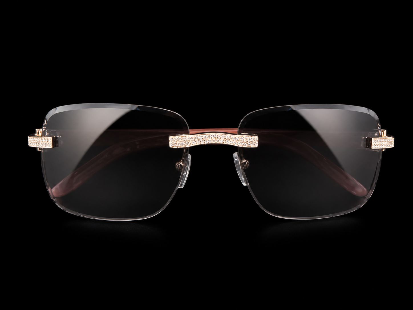 Black Moissanite Rimless Luxury Sunglasses – 925S