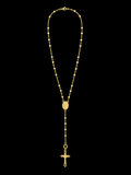 14K Tri-Color Gold Rosary Necklace