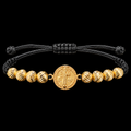 18K Yellow Gold Saint Benedict Medal Macramé Bracelet