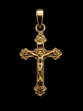 14K Yellow Gold Ornate INRI Crucifix Pendant