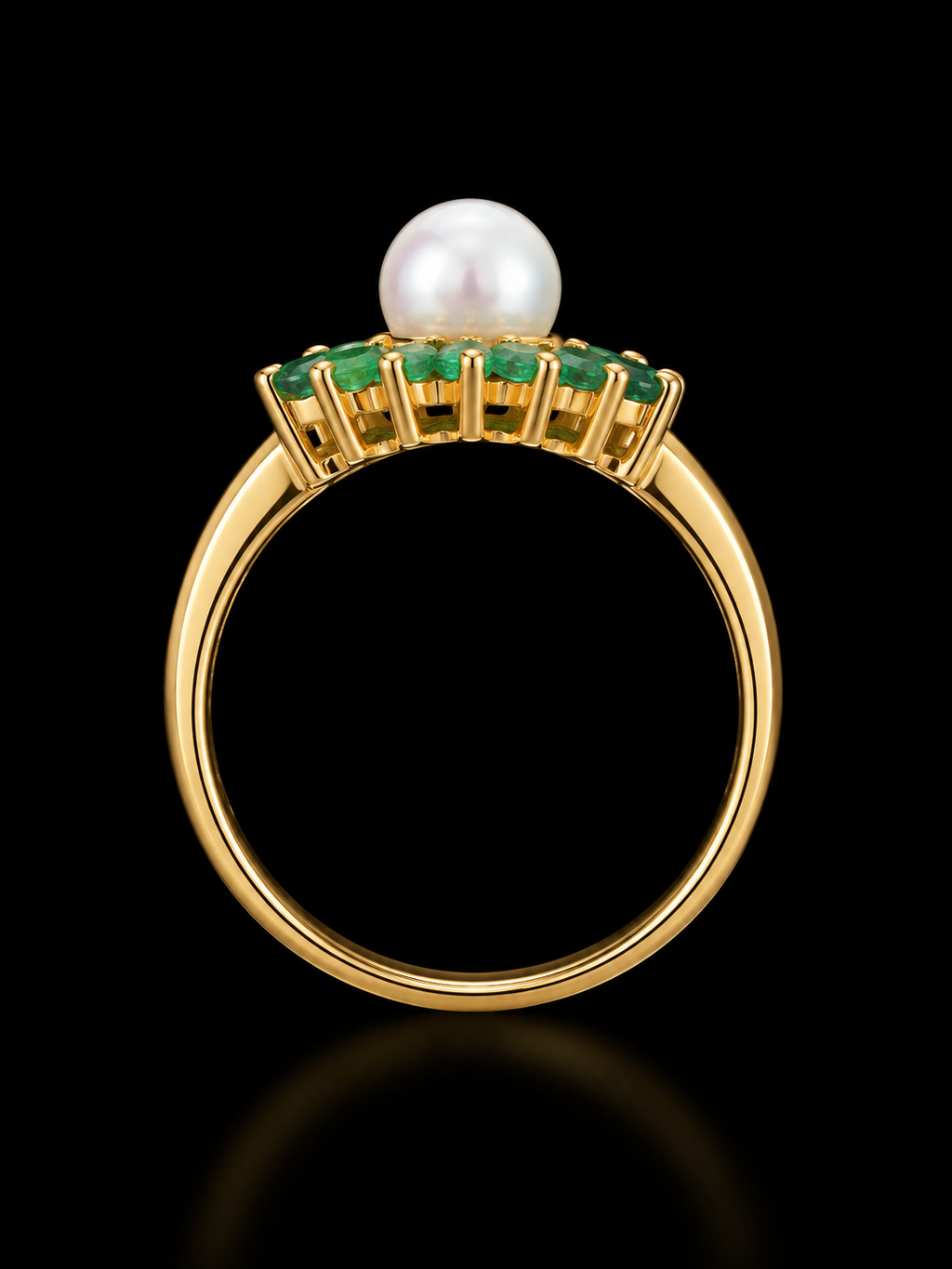 S10 | 10K Yellow Gold Natural Pearl & Emerald Ring