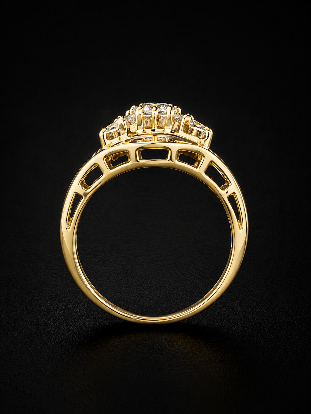 S9 | 10K Yellow Gold Natural Diamond Three-Stone Ring