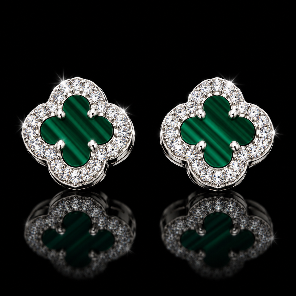 925 Sterling Silver Clover Moissanite Stud Earrings – 0.50 CTW VVSD