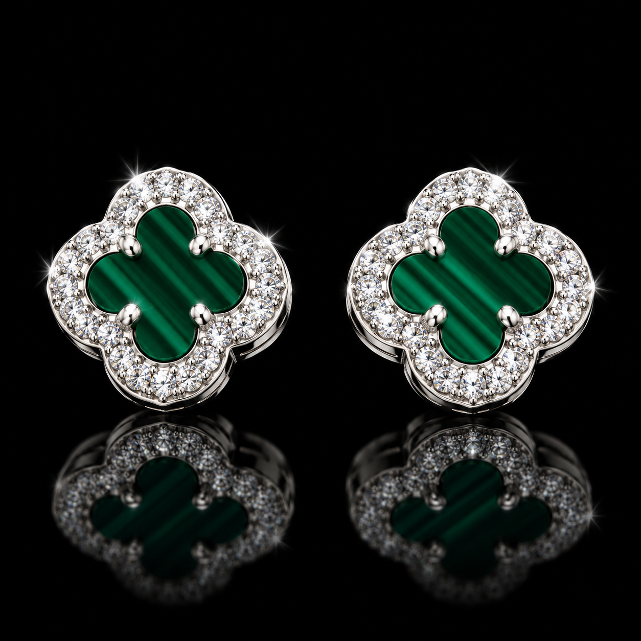 925 Sterling Silver Clover Moissanite Stud Earrings – 0.50 CTW VVSD