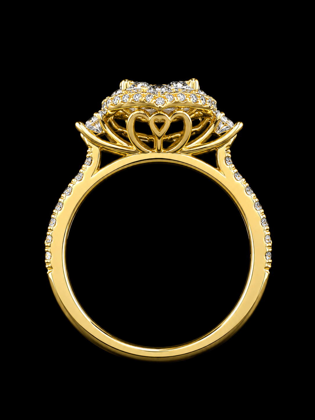 14K Gold Lab-Grown Diamonds Heart Cluster Ring | Size 7