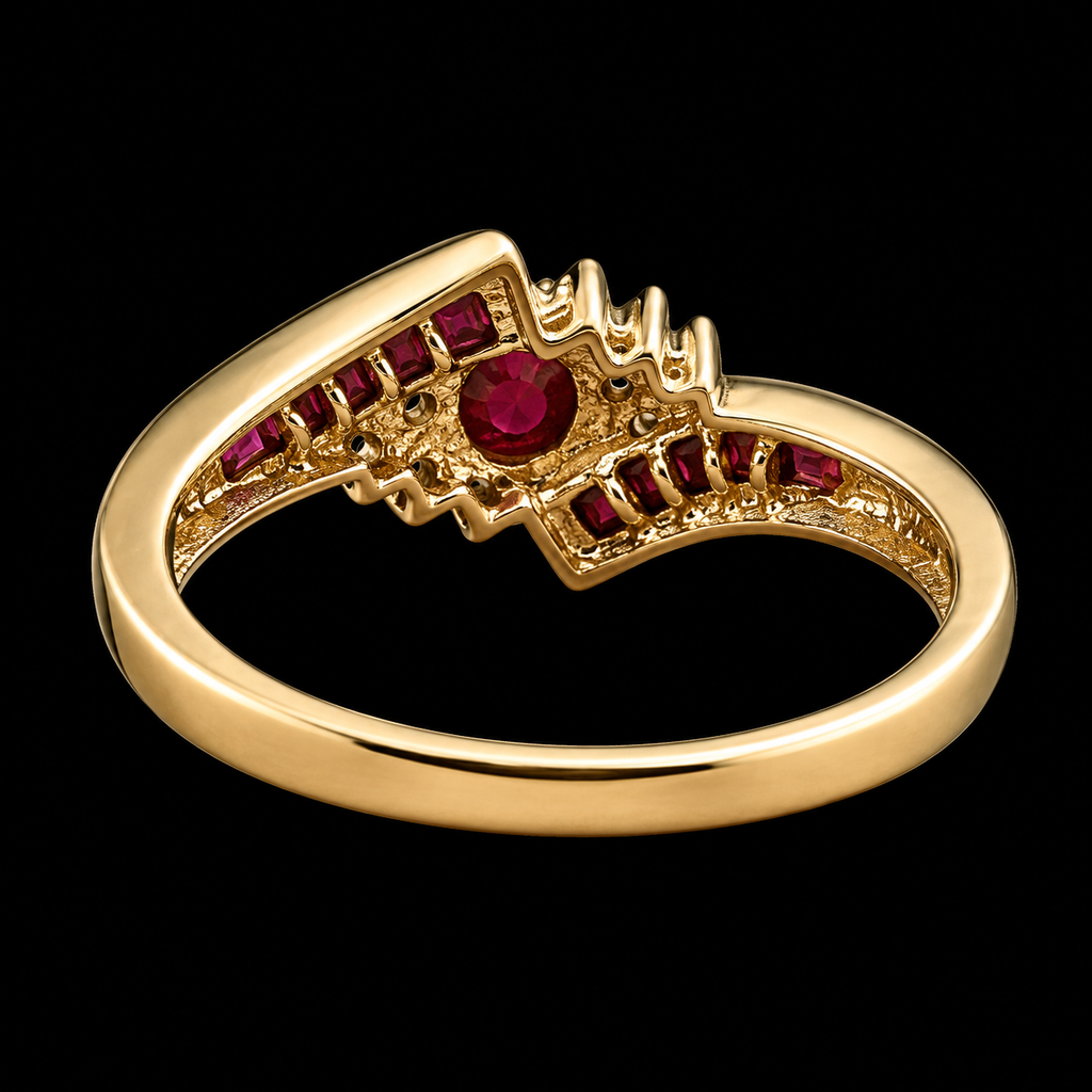 10K Gold Natural Ruby & Diamond Statement Ring | Size 7