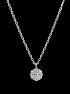 14K White Gold Diamond Cluster Pendant Necklace – 18"