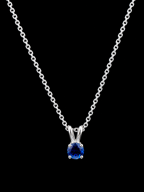 17"| 14K White Gold Natural Blue Sapphire Solitaire Necklace – 1.93 CT