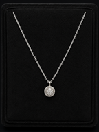 14K White Gold Diamond Halo Cluster Necklace – 18"
