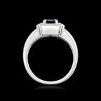 925S Emerald-Cut Blue Sapphire Vintage Ring – Size 7