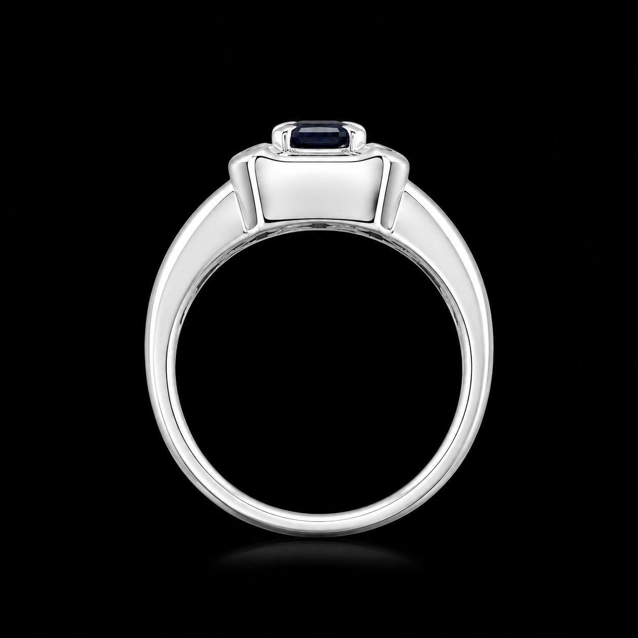 925S Emerald-Cut Blue Sapphire Vintage Ring – Size 7
