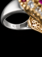 925S Pear-Cut Crimson CZ Luxury Statement Ring