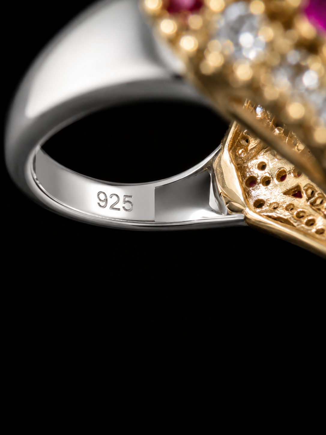 925S Pear-Cut Crimson CZ Luxury Statement Ring
