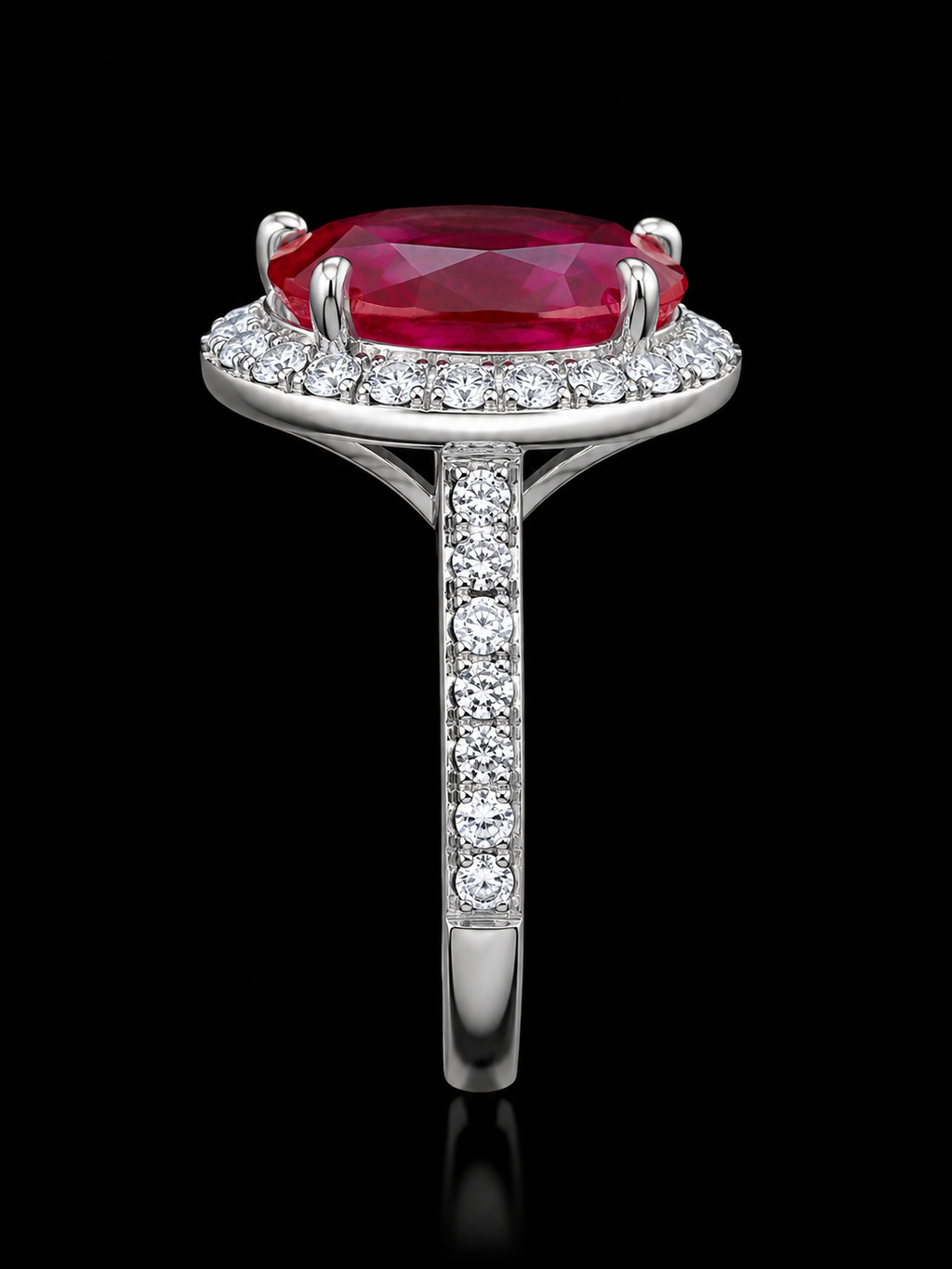 925S Pear-Cut Crimson Crystal Halo Ring SIZE 6