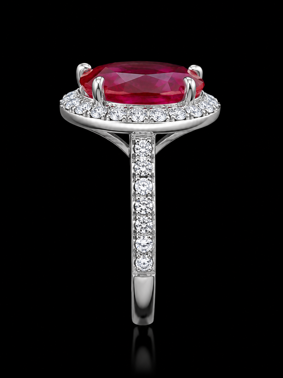 925S Pear-Cut Crimson Crystal Halo Ring SIZE 6