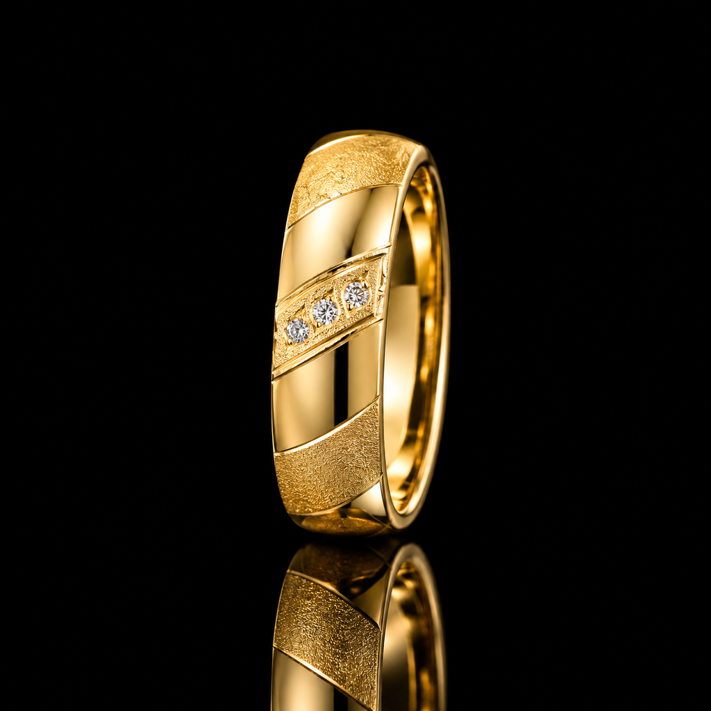 18K Colombian Gold Zirconia Wedding Band