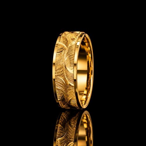 18K Diamond-Cut Wedding Band