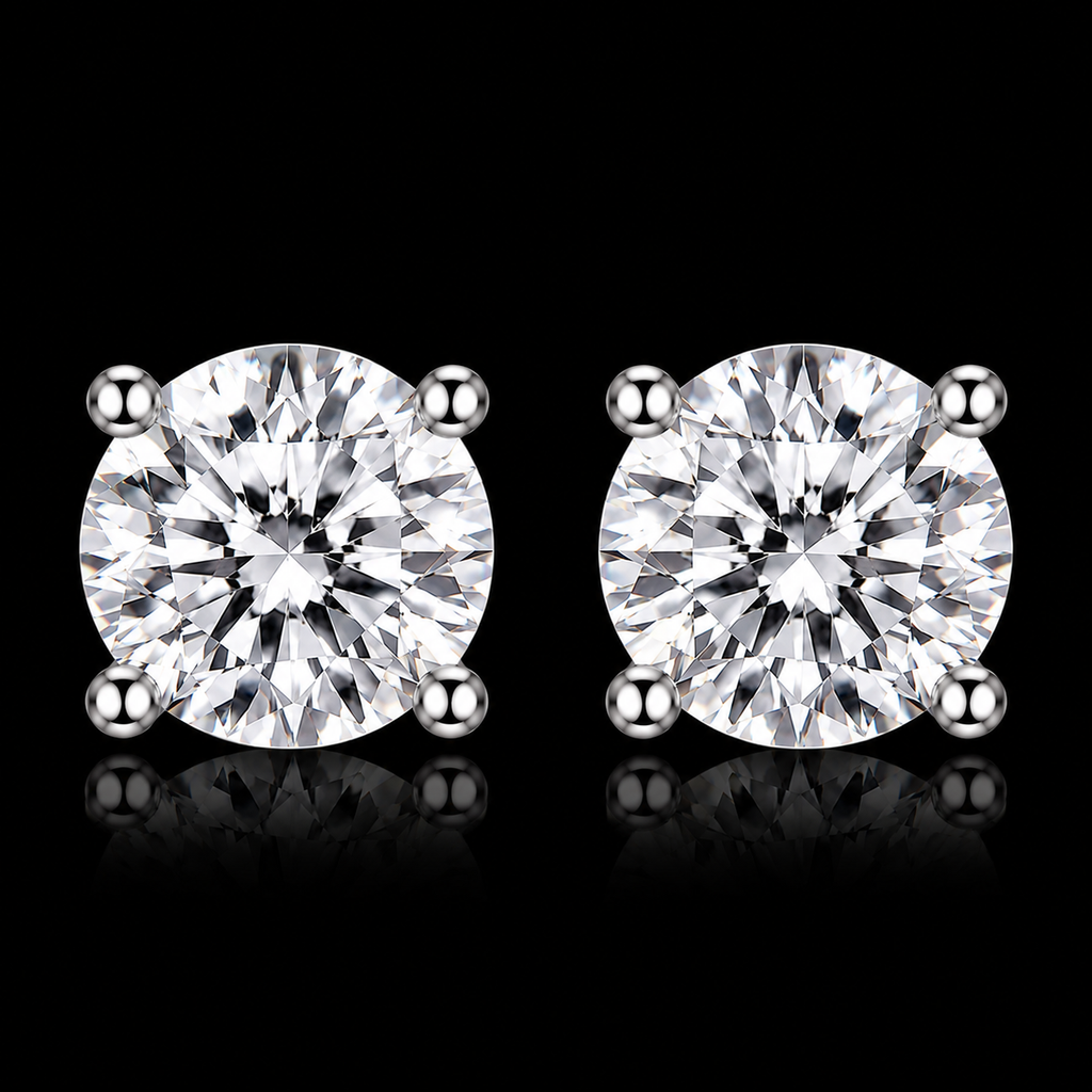 925S Round Cut Queen Stud Earrings