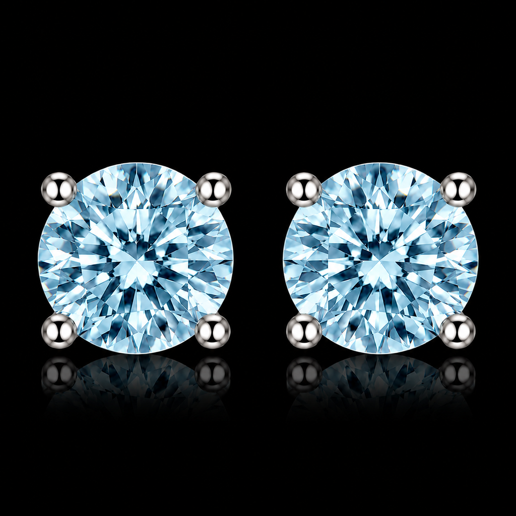 925S Round Cut Queen Stud Earrings