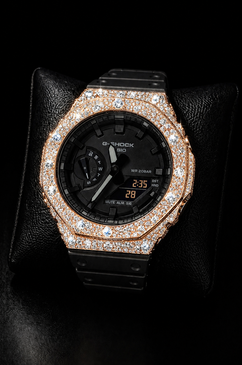 Custom Moissanite Iced-Out G-Shock Stainless Steel Watch