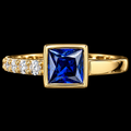 S7.25 | Royal Sapphire Blue Princess-Cut CZ 10K Yellow Gold Ring