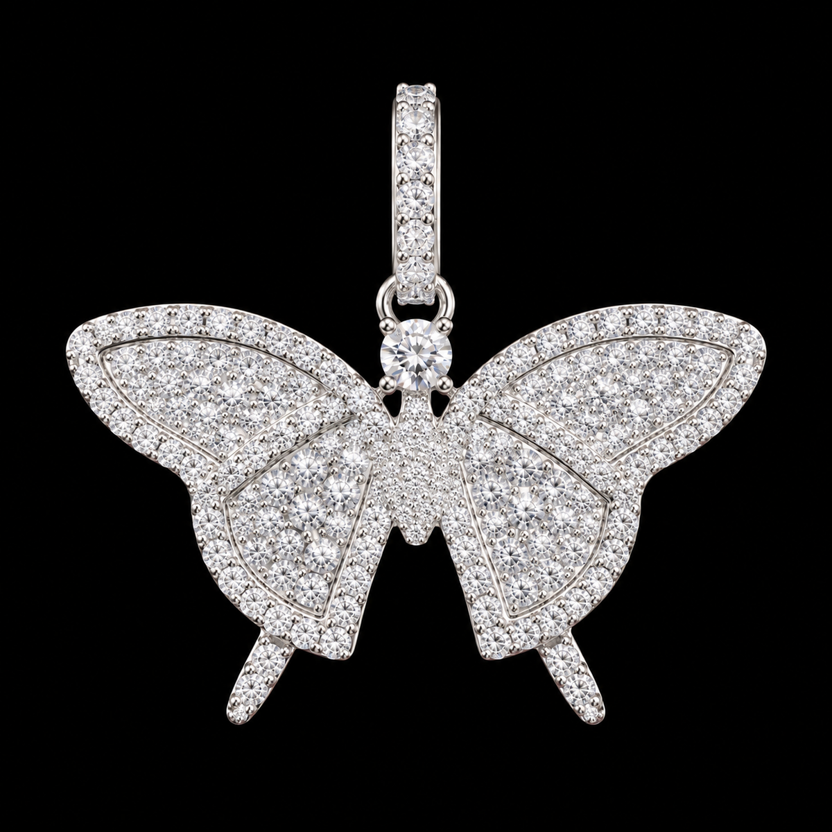 925 Sterling Silver Moissanite Butterfly Pendant – 2.40 CTW