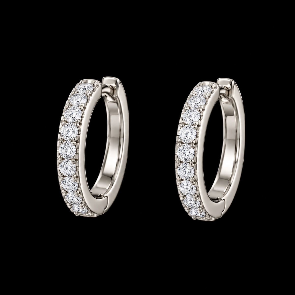 925 Sterling Silver Classic Round Moissanite Huggie Hoop Earrings – 0.15 CTW