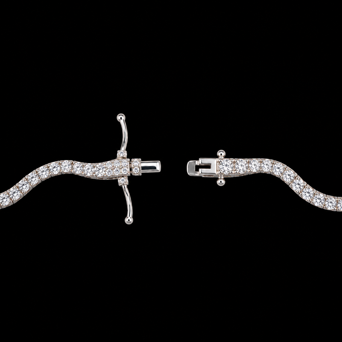 19" | 925 Sterling Silver Wavy Moissanite Tennis Necklace – 8 CTW VVS D | 3MM