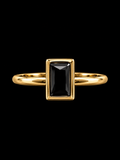 S7.75 |Noir Elegance Black Emerald-Cut Ring in 10K Yellow Gold