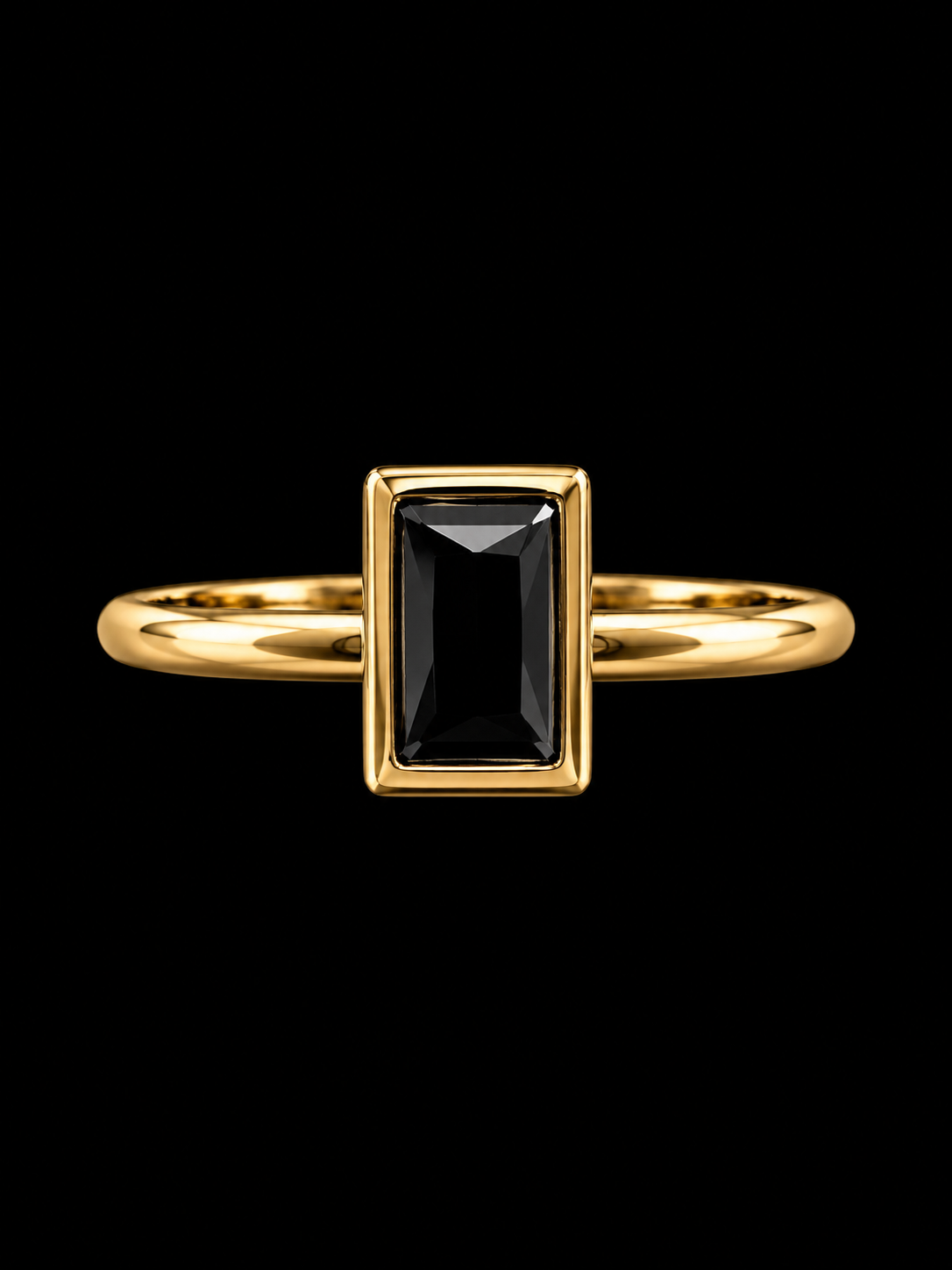S7.75 |Noir Elegance Black Emerald-Cut Ring in 10K Yellow Gold