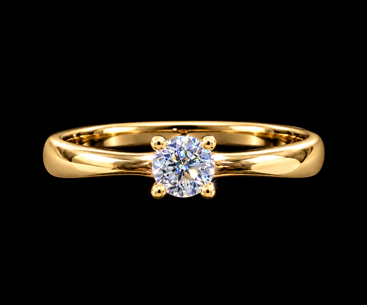 S7 | Classic Brilliance Round Solitaire CZ Ring in 10K Yellow Gold