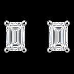 925 Sterling Silver Emerald-Cut Moissanite Solitaire Stud Earrings – 1.00 CTW