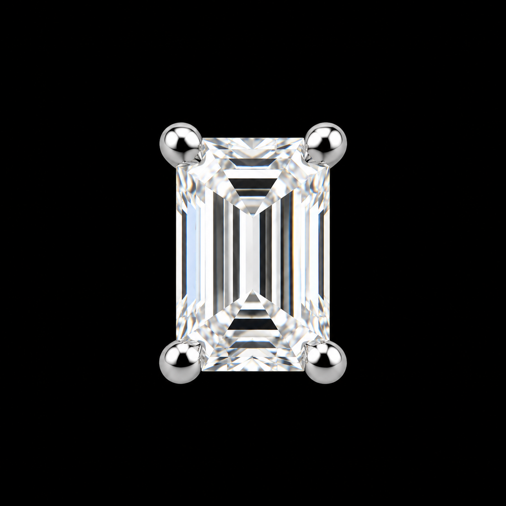925 Sterling Silver Emerald-Cut Moissanite Solitaire Stud Earrings – 1.00 CTW