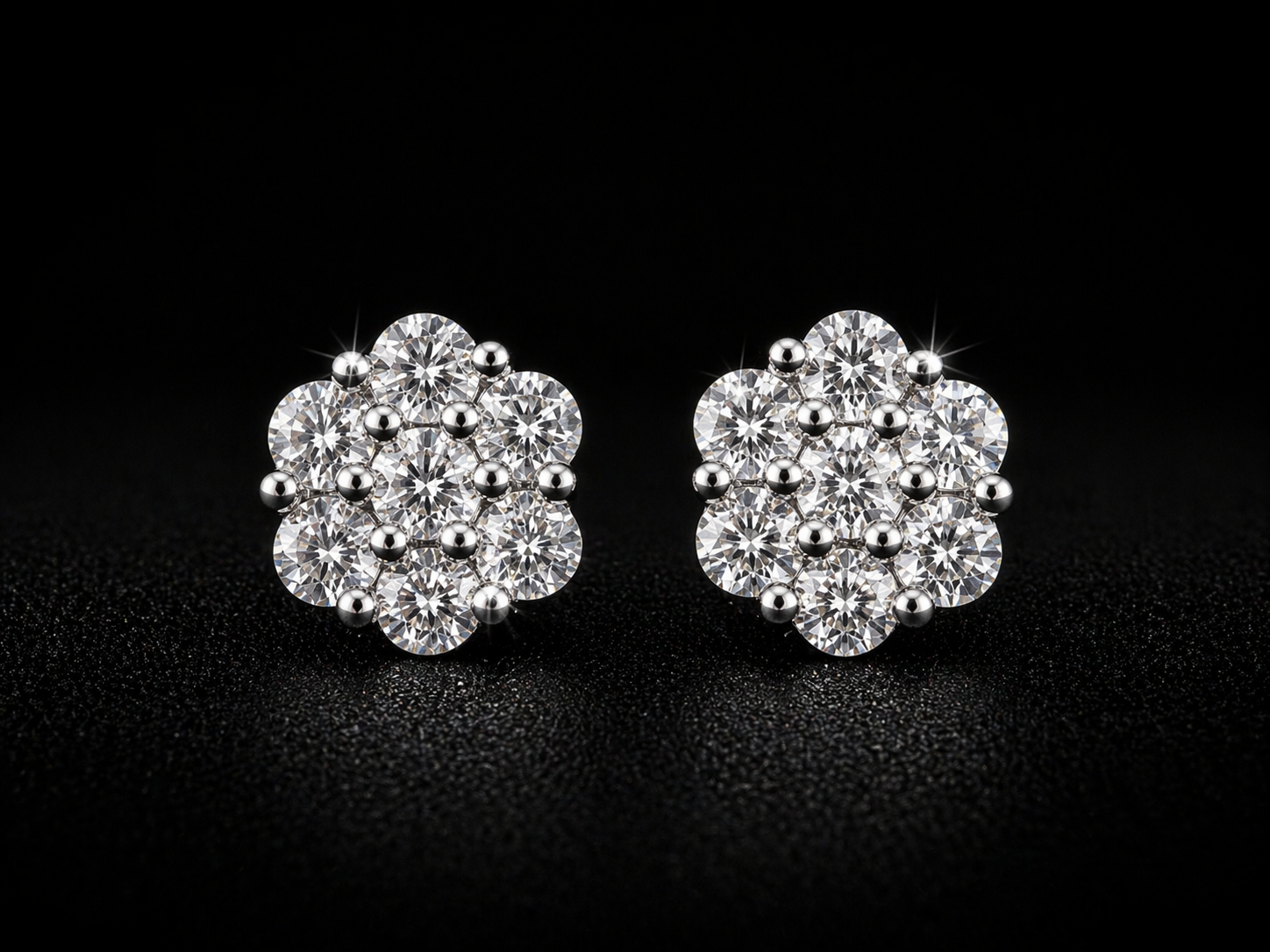 Floral Radiance Moissanite Cluster Stud Earrings