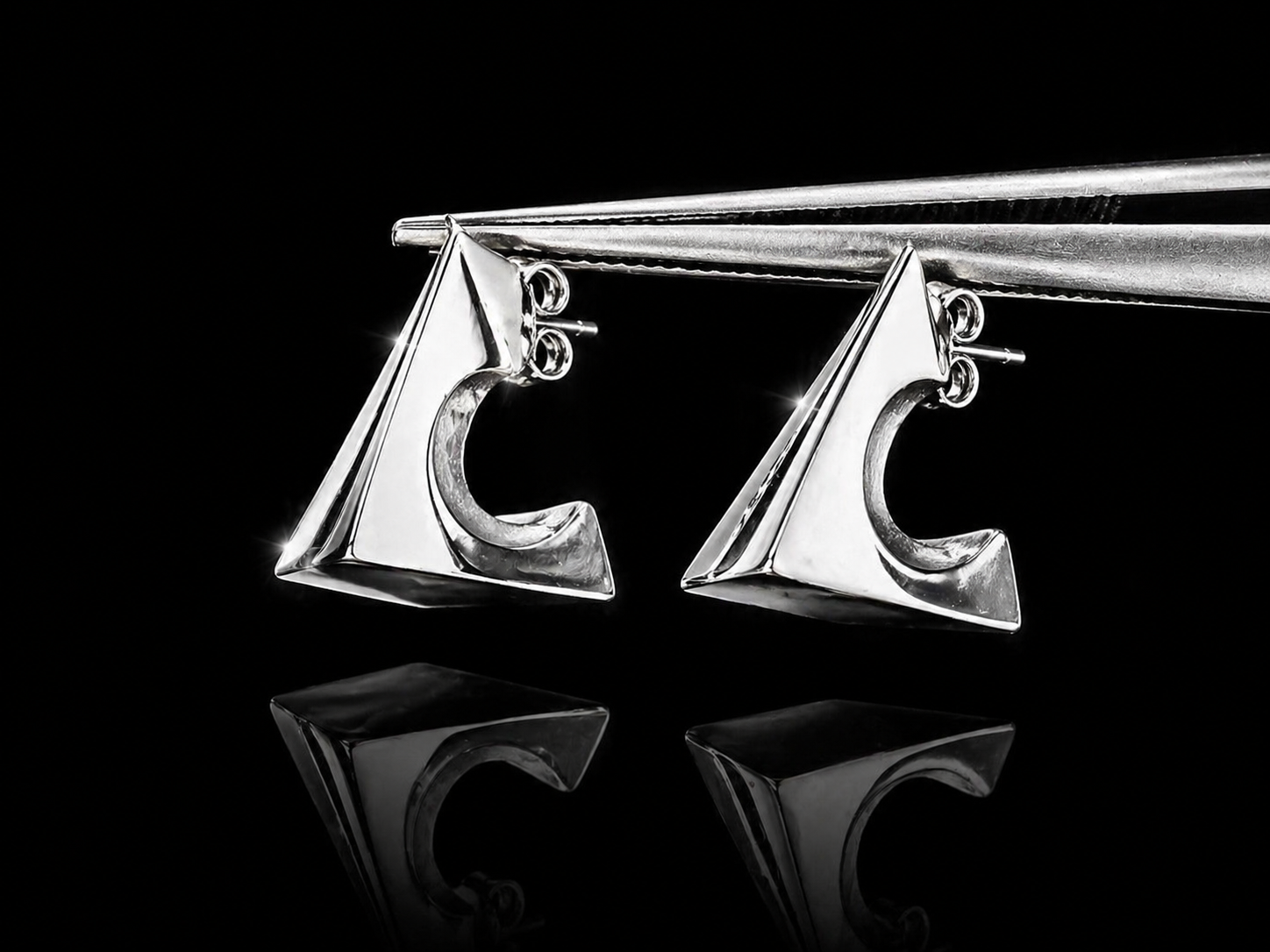 Geometric Wave Earrings – 925S