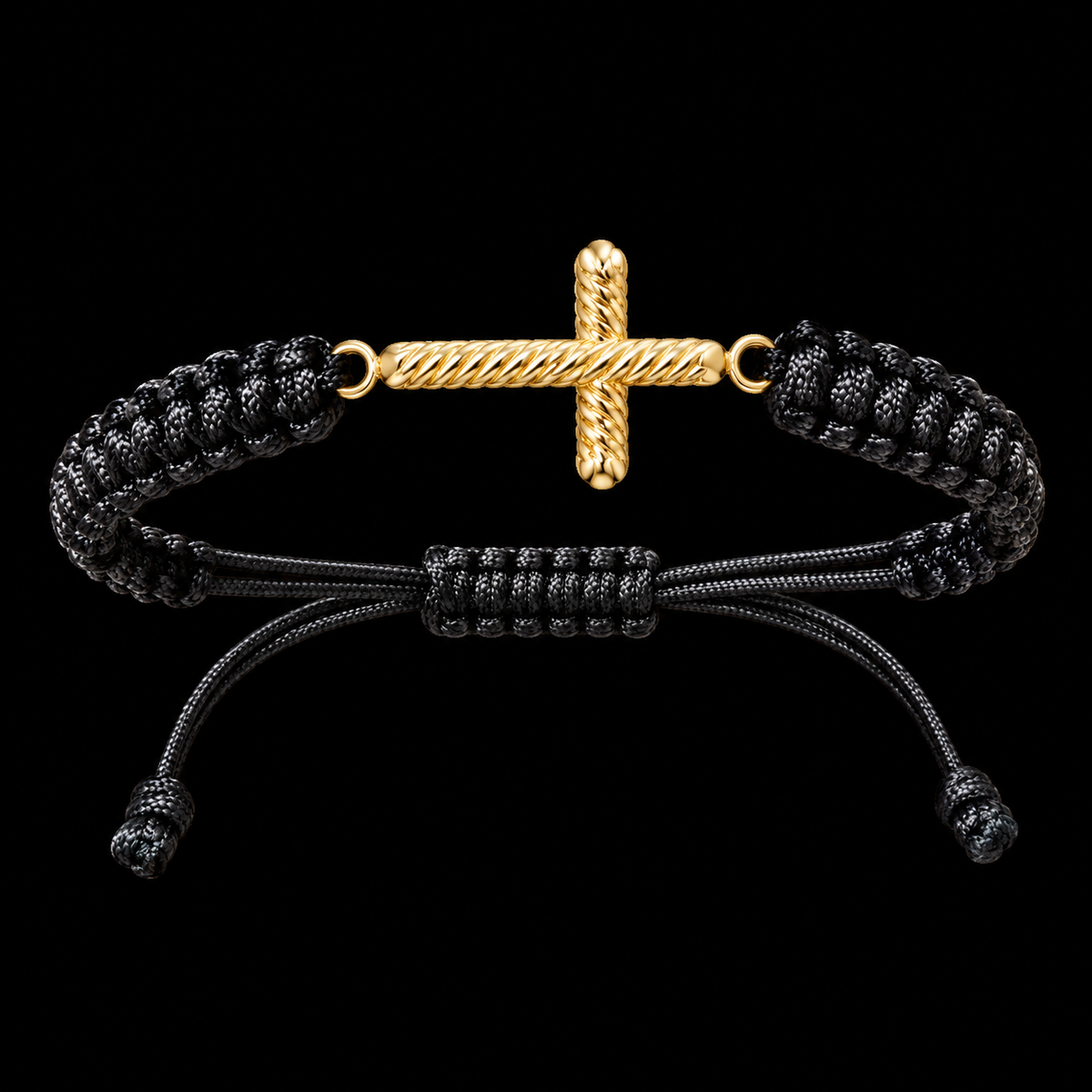 18K Yellow Gold Cross Macramé Bracelet