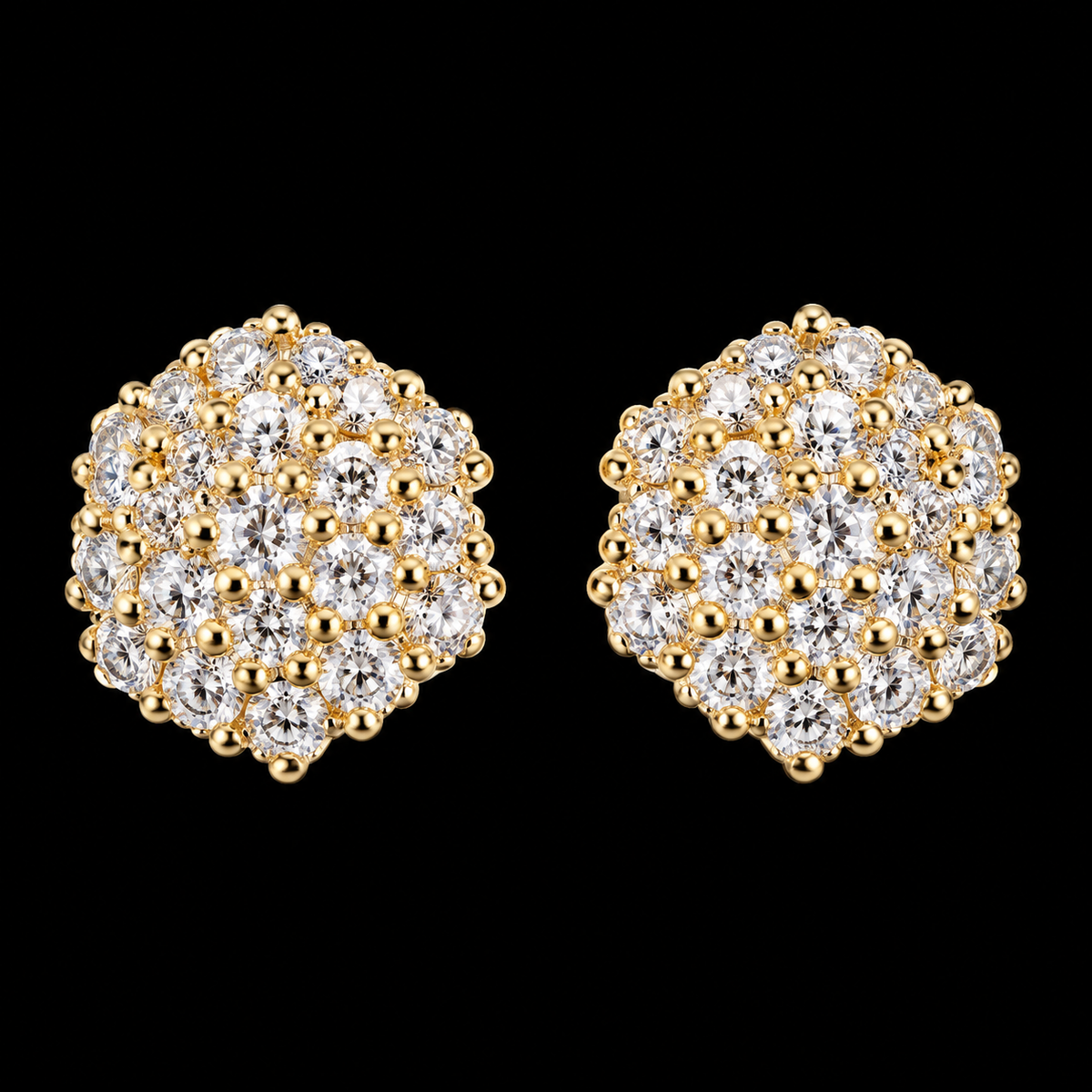 925 Sterling Silver Gold-Plated Moissanite Cluster Stud Earrings – 0.57 CTW