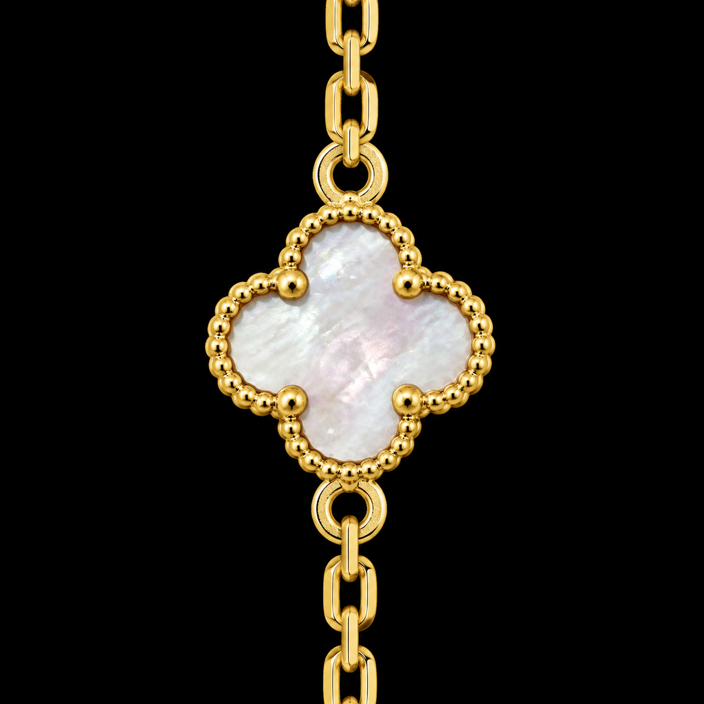 S17.5" | Pearl Essence Seven-Motif Clover Necklace in 10K Yellow Gold