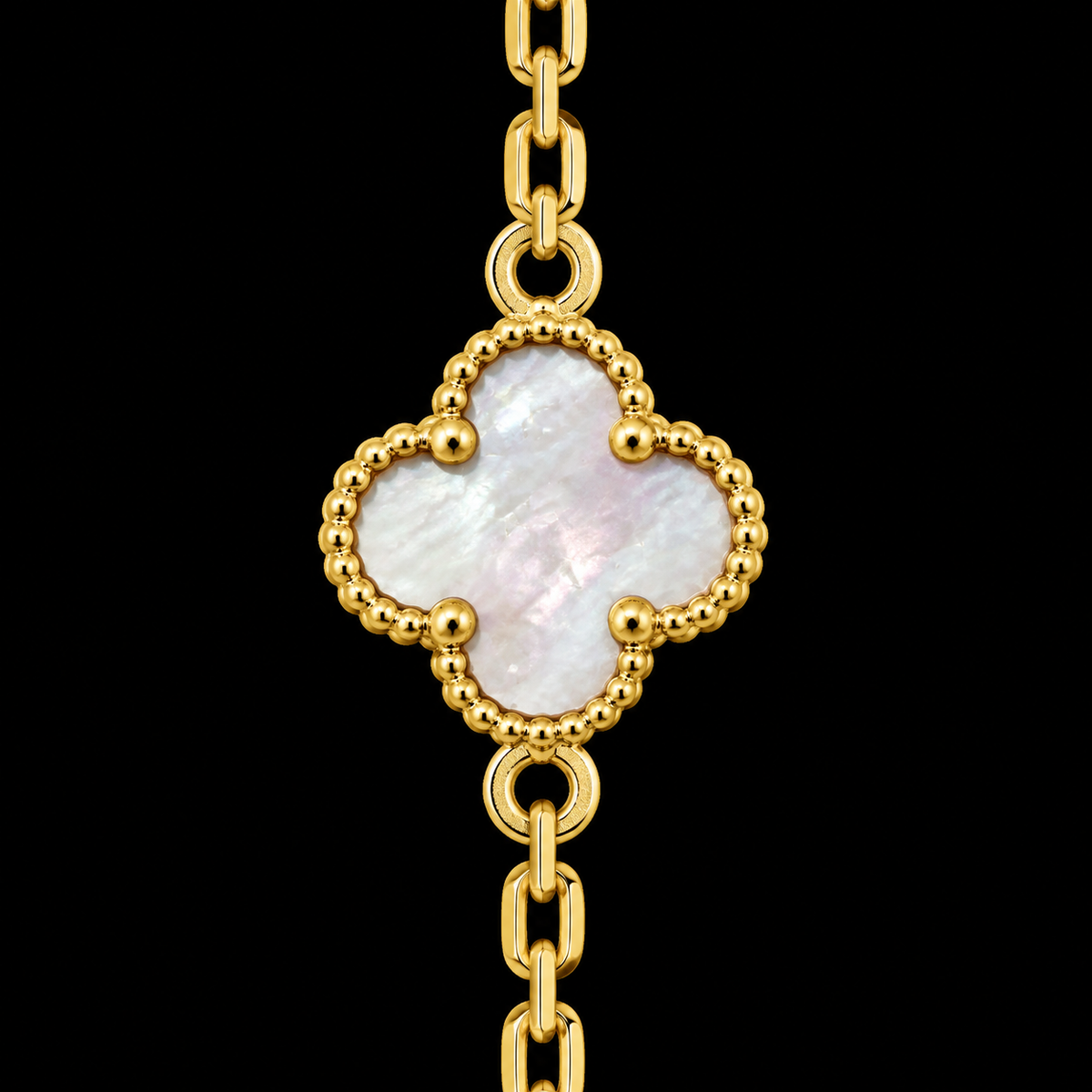 S17.5" | Pearl Essence Seven-Motif Clover Necklace in 10K Yellow Gold