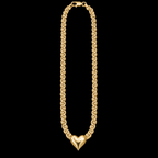 S18" | Amore Heart Byzantine Chain Necklace in 10K Yellow Gold